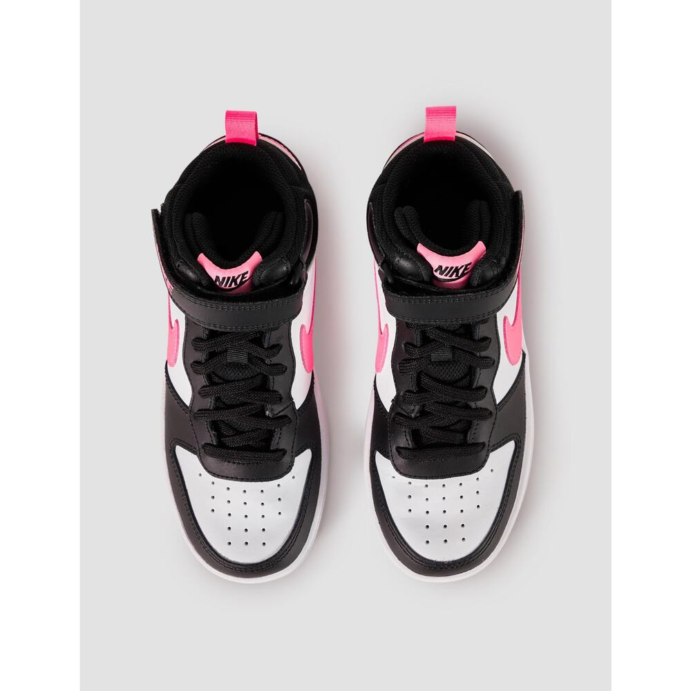 NWT Nike Big Kid's Court Borough Mid 2 Shoes, Black/Sunset Pulse-White, 5Y - Picture 3 of 6